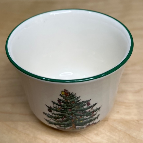 Vintage Spode Votive Cup and Candle in Christmas Tree Pattern - Picture 6 of 6
